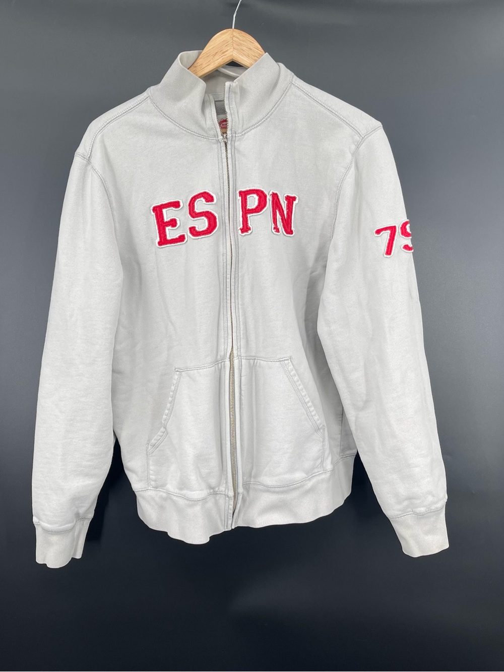 Vintage 90s ESPN Grey Red Zip Up Jacket Mens Large